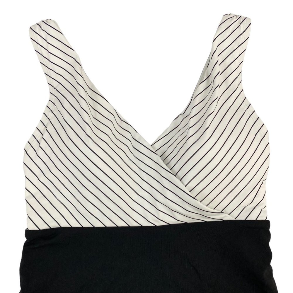 CALIA by Carrie Underwood Black & White Stripe Cross Back One Piece Swimsuit 4 - Picture 3 of 9